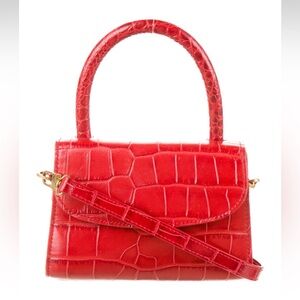 BY FAR bright red embossed leather mini bag